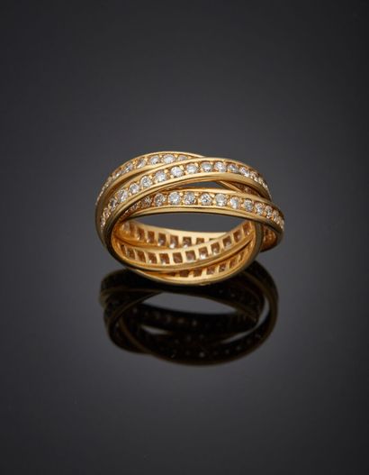 BAGUE trois anneaux en or jaune (750‰) entièrement...