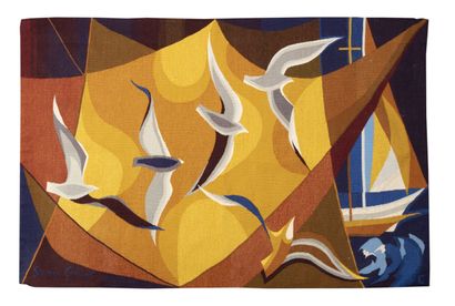  Simon CHAYE (1930) 
(from a box of) 
"nocturne". 
Tapestry with abstract decoration...
