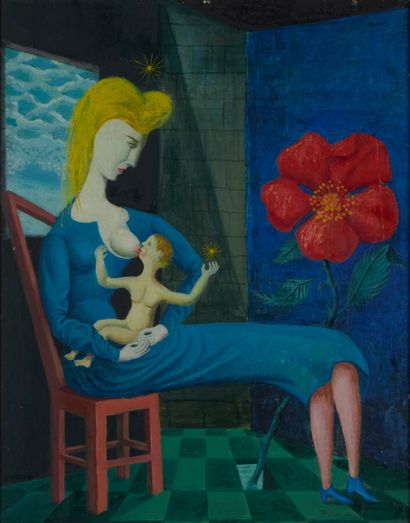 Jean BERTHOLLE (1909-1996) 
Maternity 
Oil...
