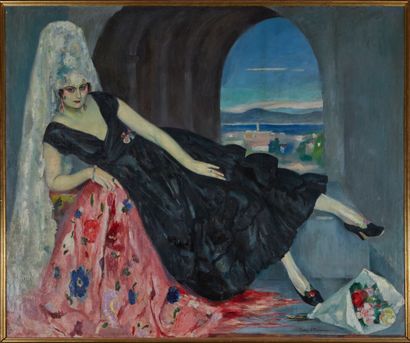  Henri OTTMANN (1877-1927) 
Eve Francis dans El Dorado. 
Huile sur toile, signée...