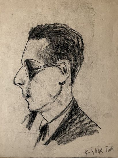  Béla KADAR (1877-1956) 
Portrait du compositeur Paul Arma (Imré Weisshaus) 
Fusain...