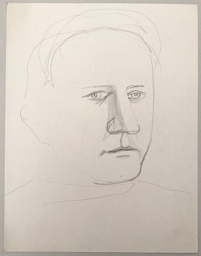 Pierre TAL COAT (1905-1985) 
Portraits - Personnage assis 
4 crayons sur papier,...