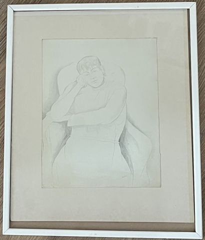  Othon COUBINE (1883-1969) 
Femmes assise 
Dessin au crayon, signé en bas à droite...