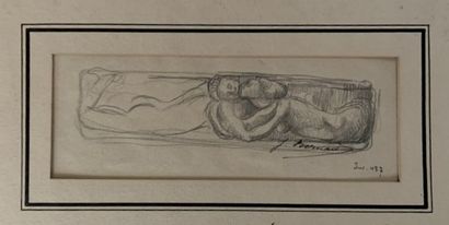  Joseph BERNARD (1864-1933) 
Le couple, Etude pour un bas-relief, 
Dessin au crayon,...