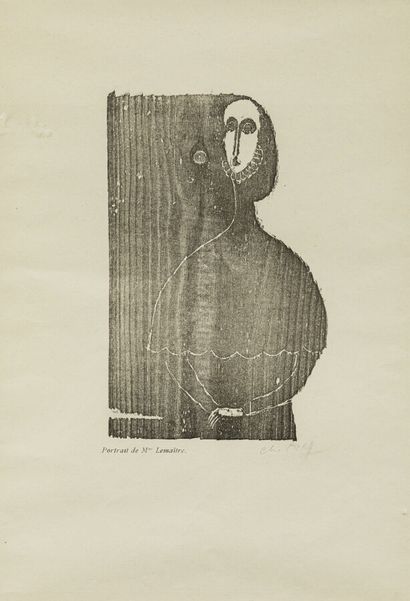  CHANA ORLOFF (1888-1968)
Portrait de Mme Lemaitre
Bois gravé sur japon, titre imprimé,... Gazette Drouot