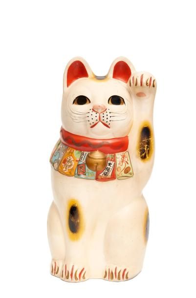 Ancien Maneki-neko (chat porte-bonheur) en...