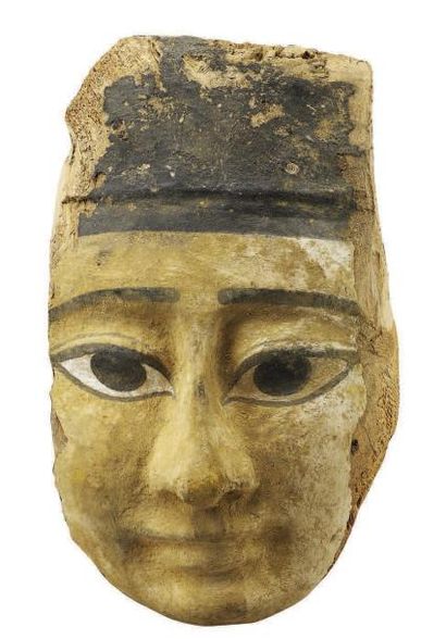 Important masque de sarcophage au némès peint...