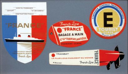 SOUVENIRS DU « FRANCE » (1962) - 3 étiquettes...