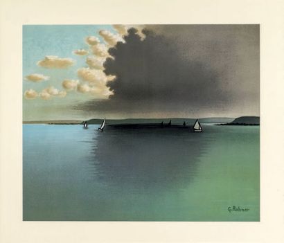 Georges ROHNER (1913-2000) MARINE Lithographie encadrée, signée dans la planche (éd....
