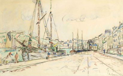 Paul SIGNAC (1863-1935) Port à Audierne en Bretagne, 1927 Aquarelle sur papier, signée,...