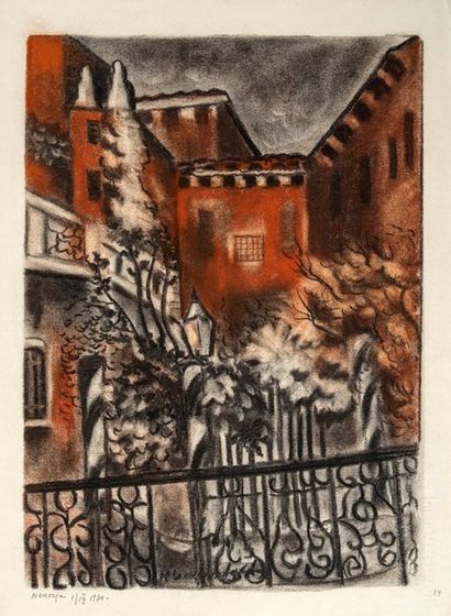 HenrykLEWENSZTADT (1893-1962) Maisons à Venise,1930 Sanguine et fusain, signé au...
