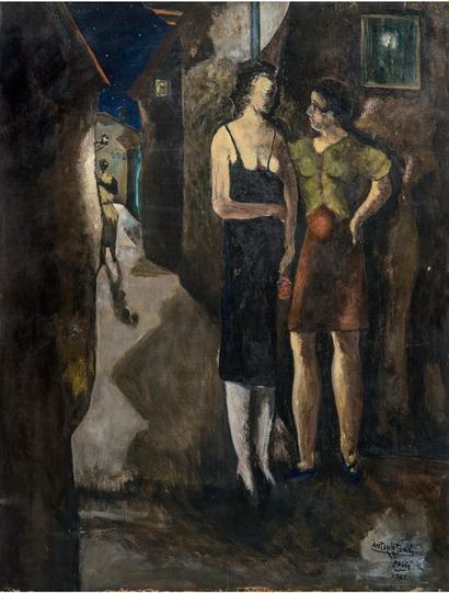 Antonio Tomás DE CONCEIÇAO E SILVA (1869-1958) Les prostituées à Paris, 1935 Huile...