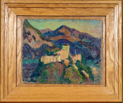 Augustin HANICOTTE (1870-1957) Paysage du sud de la France, 1914 Huile sur panneau,...