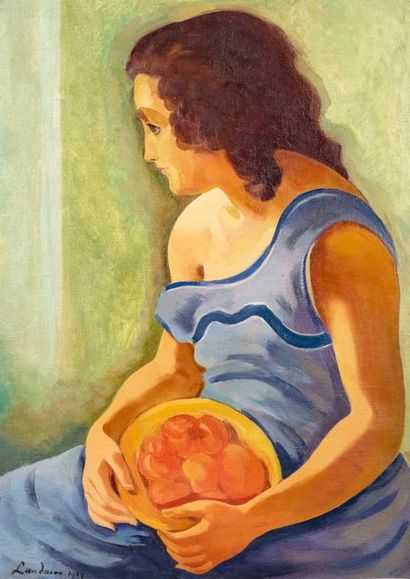 Sigmund (Zygmunt) LANDAU (1898-1962) Jeune fille aux tomates, 1923 Huile sur toile,...