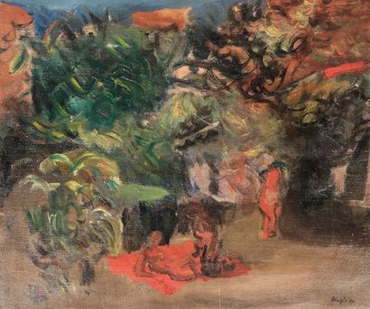 Alfred ABERDAM (1894-1963) Paysage Huile sur toile, signée en bas à droite Accidents...
