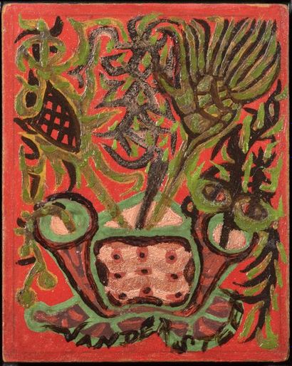 Germain VAN DER STEEN (1897-1985) Composition florale Huile sur carton, signée en...