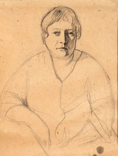 Henryk BERLEWI (1894-1967) Madame Berlewi, mère de l'artiste Crayon sur papier, signé,...