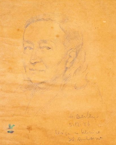 Henryk BERLEWI (1894-1967) Madame Berlewi, mère de l'artiste, 1946 Crayon sur papier,...