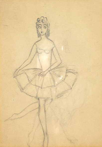 Henryk BERLEWI (1894-1967) Danseuse, deux portraits de profil Ensemble de 2 fusains...