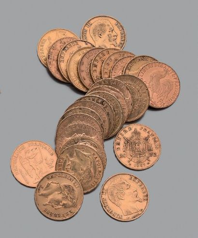 null FRANCE. Vingt-six pièces de vingt francs en or jaune.
Second Empire, Napoléon...