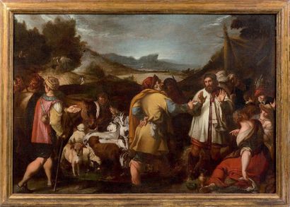 Attribué à Pedro de ORRENTE (1580-1645): 
JACOB AND LABAN.
Canvas.
96 x 136 cm.
This...