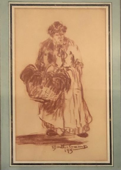 R. BARTHOLOMIEUX ?: PAYSANNE AU PANIER, 1905.
Sanguine, signée en bas au centre et...