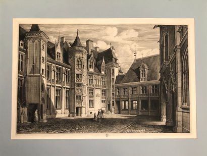 Octave de ROCHEBRUNE (1824-1900): - BLOIS, THE OLD CITY AND THE FRENCH WING.
Etching,...