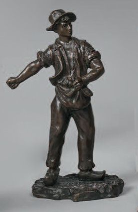 Georges OMERTH (act. 1895-1925) : LE SEMEUR.
Statuette en bronze patiné.
H. : 26...