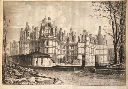 Octave de ROCHEBRUNE (1824-1900): - THE CASTLE OF CHAMBORD. 
 Etching, signed lower...