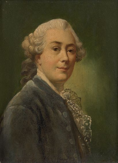 Ecole française dans le goût du XVIIIe siècle : PORTRAIT OF A MAN. Oil on panel....