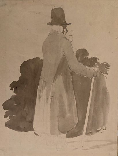 Attribué à Nicolas-Toussaint CHARLET (1792-1845) : FULL-LENGTH STUDY FOR A MAN WEARING...