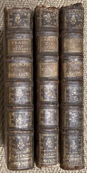 null Ensemble de volumes : - trois volumes : Traité des Testaments, Paris, 1747....