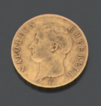 null FRANCE. Coin of forty francs in yellow gold with the profile of Napoleon Emperor,...
