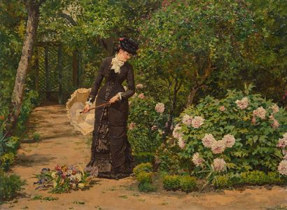 Attribué à François-Marie FIRMIN-GIRARD (1838-1921) : YOUNG WOMAN WITH A PARASOL...