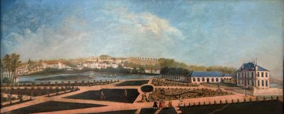 Ecole Française du XVIIIe siècle : PRESUMED VIEW OF THE CASTLE AND THE ANIMATED PARK...