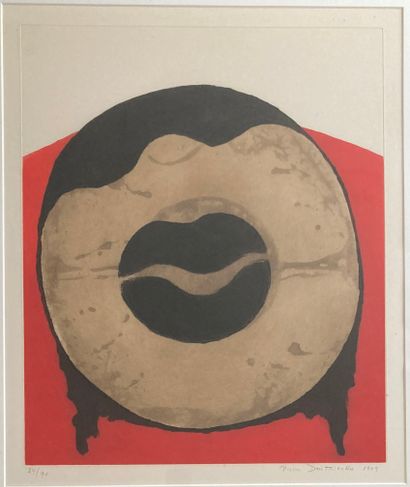 null Pierre DMITRIENKO (1925-1974) : SANS-TITRE, 1969. Lithographie en couleur, signée...