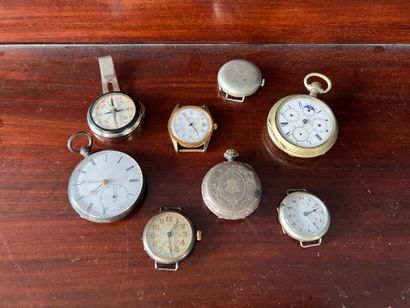 null 
Ensemble de montres de gousset, quelques-unes en argent (950), certaines transformées...
