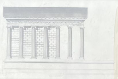 null Suite of three architectural drawings of ancient temples, one dated November...