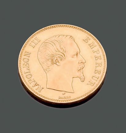 null FRANCE. Coin of one hundred francs in yellow gold Second Empire, Napoleon III,...