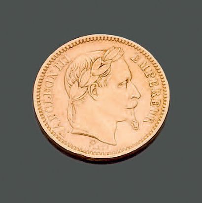 null FRANCE. Pièce de vingt francs or jaune Second Empire, Napoléon III, tête laurée....