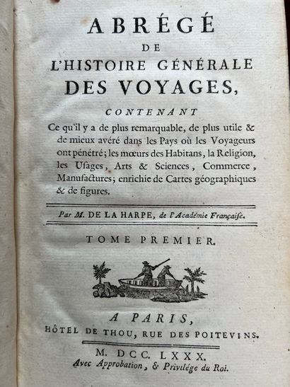 null 
LA HARPE (DE). Abridged general history of travel. Paris, Hôtel de Thou, 1780....