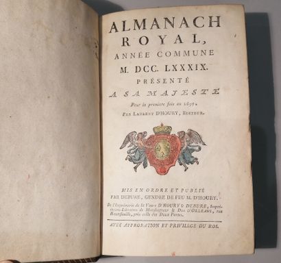 null Almanach royal de 1789.Reliure en maroquin rouge à filets or et fleur de lys...