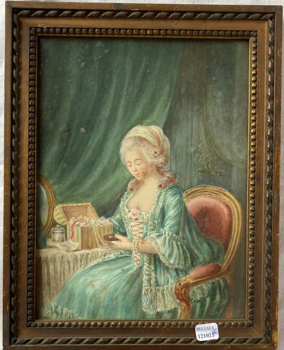 null FRENCH SCHOOL, circa 1900, in the style of the 18th century: YOUNG WOMAN CHOOSING...