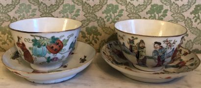 Two sorbets and their saucer in porcelain...