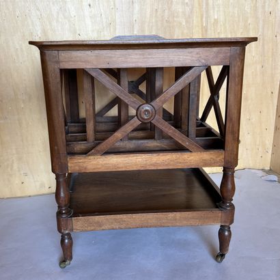null Mahogany and fruitwood music rack, the sides with braces, the uprights with...