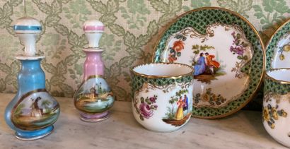 Porcelain trinkets: pair of cups and their...