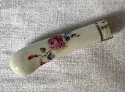 Porcelain knife handle with polychrome floral...