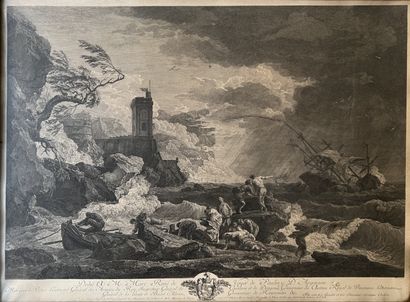 null After Joseph VERNET, engraved by FLIPART : SCENE OF A NAUFRING. Engraving in...