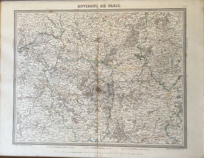 null Set: - reprint of a colored map Le Duché d'Auvergne, 40 x 54 cm; - map Environs...
