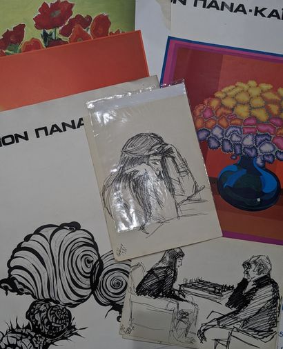 null Manon PANA-KAIRIS (1931-2021) : STUDIES. Set of drawings, sketches, posters...